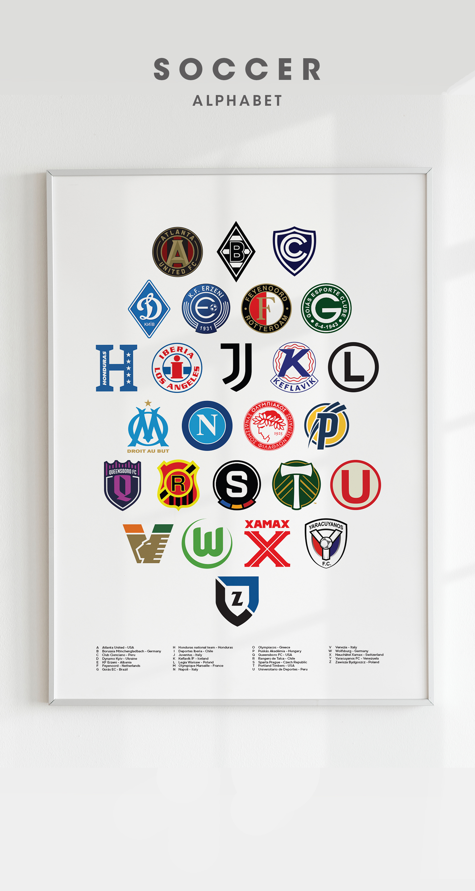 A Pinterest oriented image featuring the Football Alphabet poster