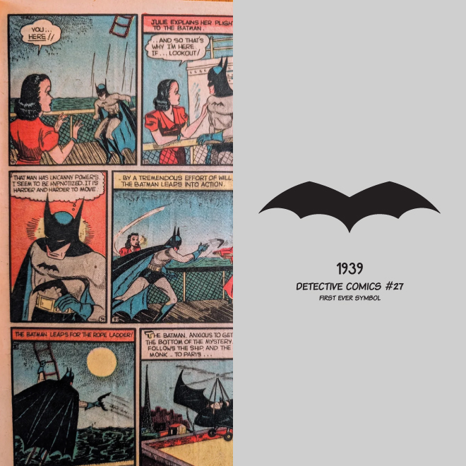The first Batman logo from Detective Comics #27